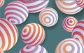 Seamless 3d pattern with striped balls in fashionable shades