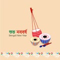 Pohela Boishakh vector design bengali new year illustration Shuvo Noboborsho Designs Royalty Free Stock Photo