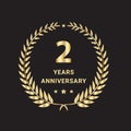 2th years anniversary logo, icon and vector design. 2 years anniversary Royalty Free Stock Photo