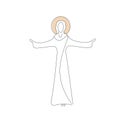 Jesus Christ love on white background line drawing, vector illustration Royalty Free Stock Photo