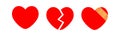 Broken hearts icon , Heart with medical patch and red heart vector icon Royalty Free Stock Photo