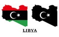 Libya National Flag Map Design, Libya Country Flag Inside The Map