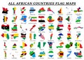 Set of African countries National Flag Maps Royalty Free Stock Photo