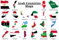 Set of Arab countries National Flag Maps Royalty Free Stock Photo