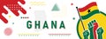 Ghana National day banner for Independence day with abstract geometric design. Republic of Ghana Day cover in flag color theme