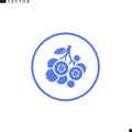 Blueberry with leaves emblem. Fresh berries