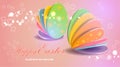 Easter greeting card template with abstract eggs and a white floral pattern Royalty Free Stock Photo