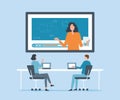 business team working with video conference meetings online and online education Webinar, video training, Royalty Free Stock Photo