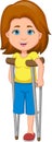 happy pretty disabled girl using crutches Royalty Free Stock Photo
