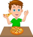 little boy eating pizza Royalty Free Stock Photo