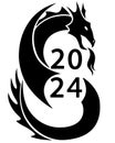 Dragon 2024 symbol of the year according to the Chinese horoscope - vector silhouette picture with the sign of the zodiac.