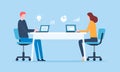 group business people team working and meeting collaboration in office workplace concept. flat vector illustration cartoon charact Royalty Free Stock Photo