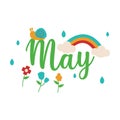 May month lettering with elements.