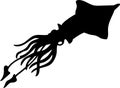 squid vector silhouette black Royalty Free Stock Photo