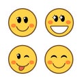Funny Emoticons, happy faces in retro style Royalty Free Stock Photo