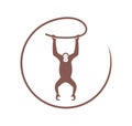 Orangutan logo. Monkey. Isolated orangutan on white background
