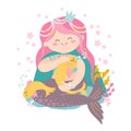 Zodiac signs pisces cute illustration flat.