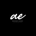 A, E, AE Initial letter handwritten and signature vector image logo