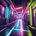 Futuristic Neon-lit Gaming Scene 3D Surreal Photorealistic Illustration
