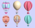 3d aerostats in the sky, a set of balloons for flight, 3d elements for the design of travel apps and websites Royalty Free Stock Photo