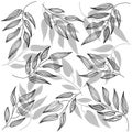 Vector image of leaves on branches. Seamless pattern.