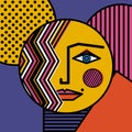 Female face in a modern abstract style. Geometric portrait.