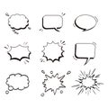 Blank Comic speech bubbles. Cartoon comics talking and thought bubbles. Retro speech shapes vector set Royalty Free Stock Photo