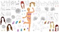 Cheerleader Coloring Paper Doll Royalty Free Stock Photo