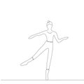 Woman Dancing Silhouette One Line Drawing Vector Illustration