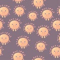 Pattern of cartoon monsters illustration sprite flat style. Happy and funny sea octopus monster Royalty Free Stock Photo