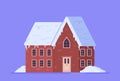 Vector illustration of a house in winter. New season. New Year rush.