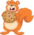 cute cartoon squirrel eating cookies Royalty Free Stock Photo