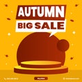 Promo autumn sale web banner template. Business marketing poster for invitation.