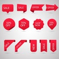 Set of sale tags and labels. Shopping stickers and badges vector mockup. Royalty Free Stock Photo