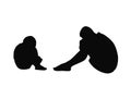 Heartache from childhood to adulthood, silhouette of young man and child feeling sad, tired