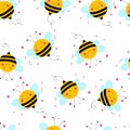 Vector cute cartoon bee seamless pattern background Royalty Free Stock Photo