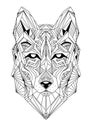 Coloring page for adult abstract wolf illustration hand draw Royalty Free Stock Photo