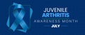 Juvenile Arthritis Awareness Month. Observed in July. Poster banner.