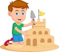 Happy little boy making sand castle Royalty Free Stock Photo