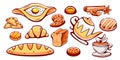 Bakery vector elements set in cartoon style. Royalty Free Stock Photo