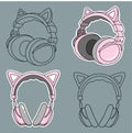 Illustration of gaming headphones with cat ears