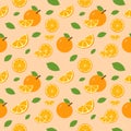 Seamless Pattern of Oranges, Background, Wrapping paper, wallpaper, textile prints vector Royalty Free Stock Photo