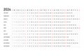 The calendar is linear for 2024. Vector. The planner of the annual calendar.