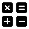 Basic mathematical symbol. Plus, minus, Math, equals, Multiply, division, Calculator button, business finance concept. isolated Royalty Free Stock Photo