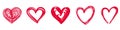 Horizontal set for Pen Line hearts. Ink Brush heart. Hearts Symbols. heart icon. lovers, romance, variety, affection, happiness Royalty Free Stock Photo
