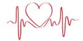 Heartbeat hearts. Ink Brush heart beat heart. Hearts Symbols. heart icon. lovers, romance, variety, affection Royalty Free Stock Photo