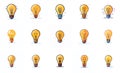 Sets of light bulb icons. white background