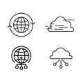 Web browser and cloud connection vector outline illustration Royalty Free Stock Photo