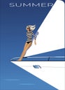 summer yacht postcard poster for decoraton Royalty Free Stock Photo