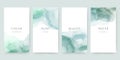 Green watercolor templates for postcard, booklet, invitation or social media story. Abstract elegant design.